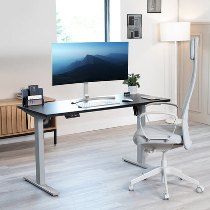 Electric Height Adjustable 55 x 24 inch Memory Stand Up Desk, Solid One-Piece Square Corner Table Top