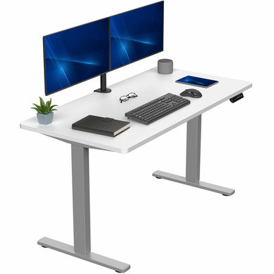 Sturdy ergonomic sit or stand active desk workstation with adjustable height using smart control panel.