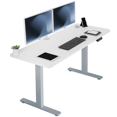 Sturdy ergonomic sit or stand active desk workstation with adjustable height using smart control panel.