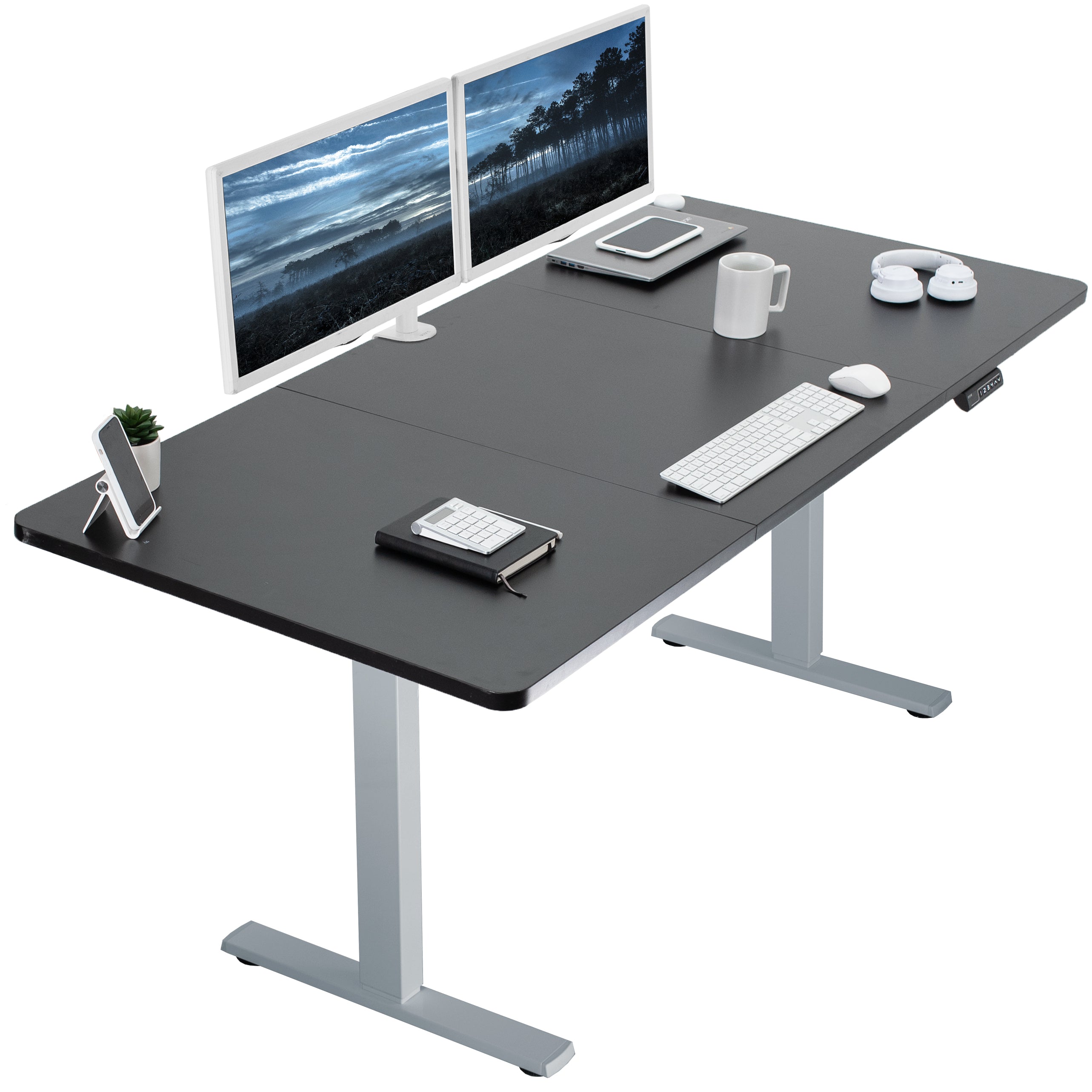 Large sturdy sit or stand active workstation with adjustable height using smart control panel.