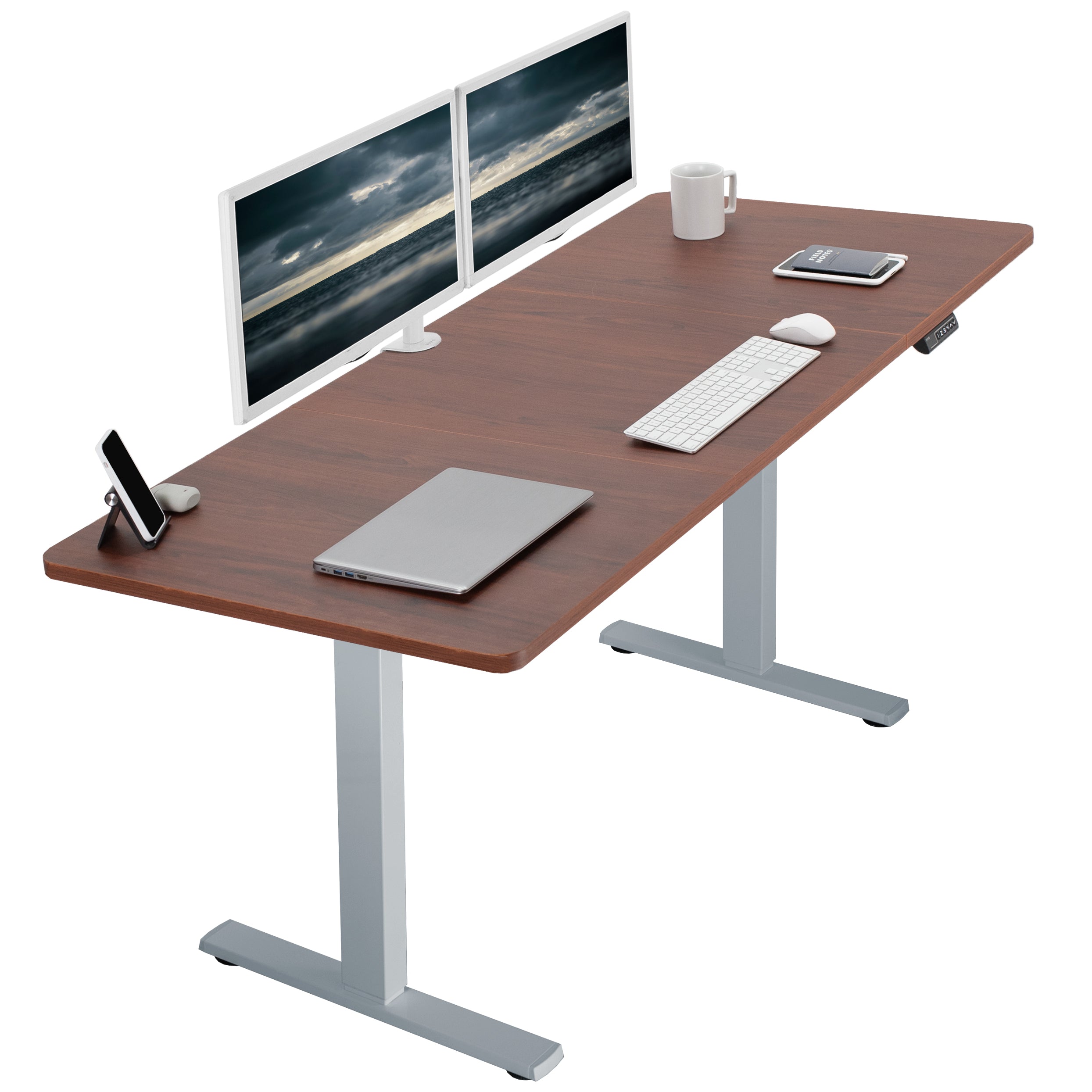 Large sturdy sit or stand active workstation with adjustable height using smart control panel.