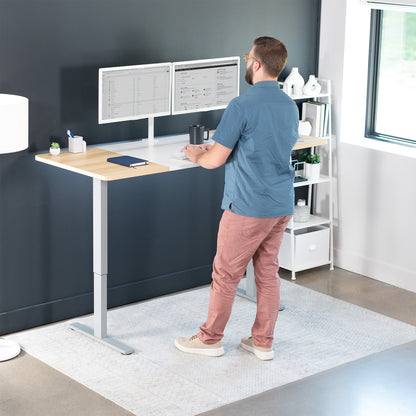 Large sturdy sit or stand active workstation with adjustable height using smart control panel.