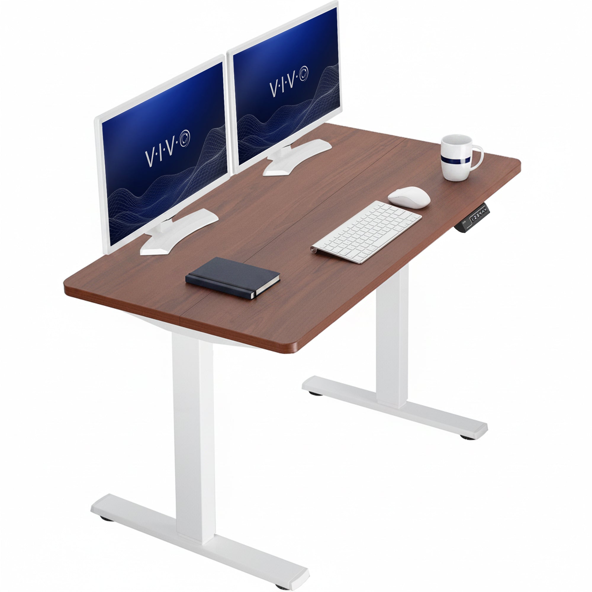 Sturdy ergonomic sit or stand active desk workstation with adjustable height using smart control panel.