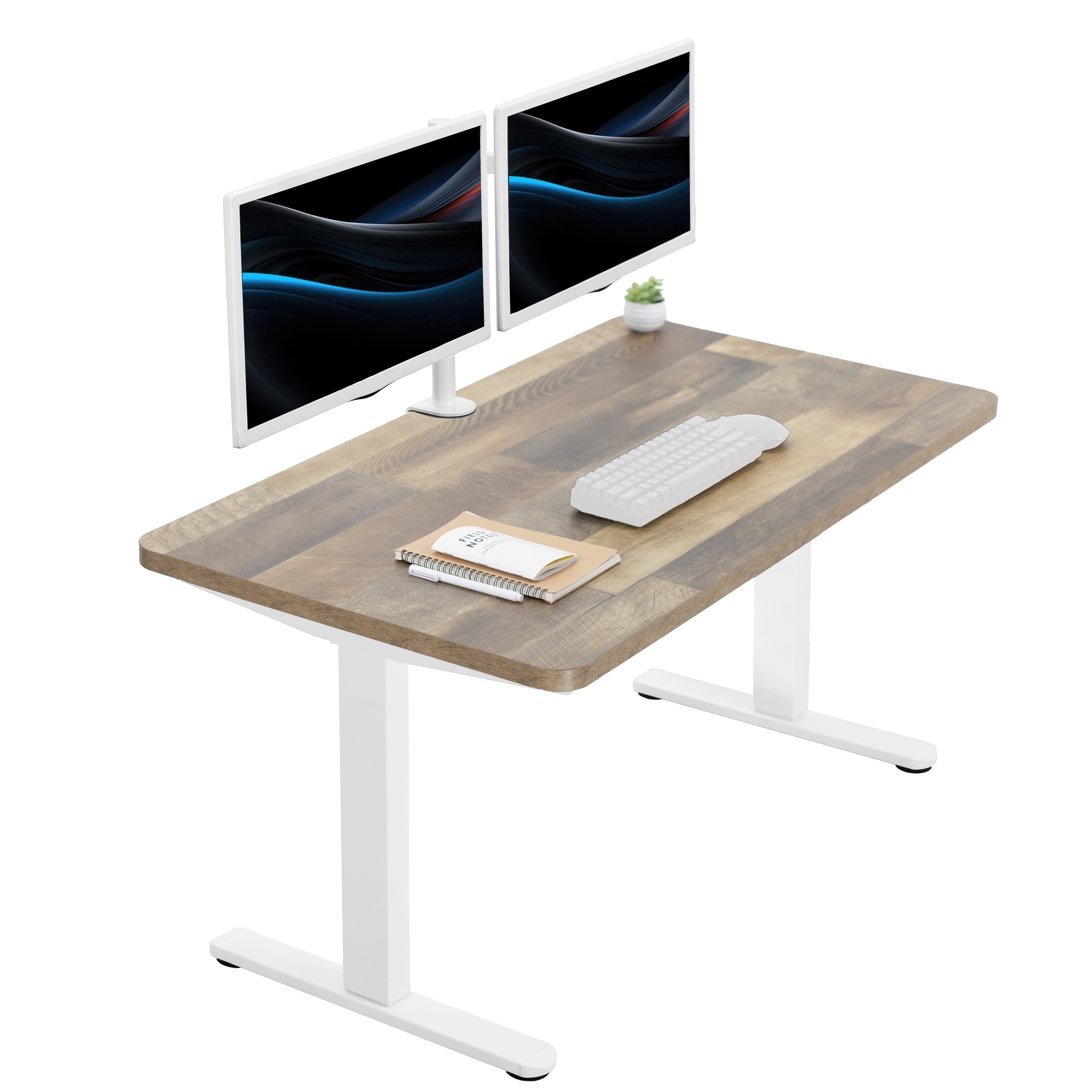 Sturdy ergonomic sit or stand active desk workstation with adjustable height using smart control panel.