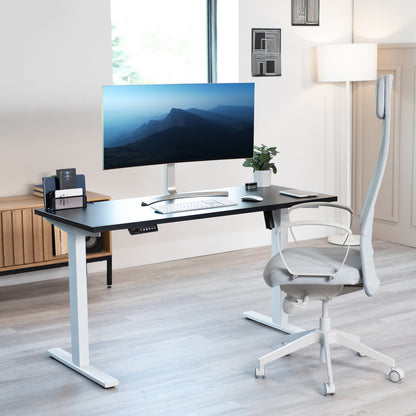 Electric Height Adjustable 55 x 24 inch Memory Stand Up Desk, Solid One-Piece Square Corner Table Top