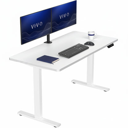 Sturdy ergonomic sit or stand active desk workstation with adjustable height using smart control panel.