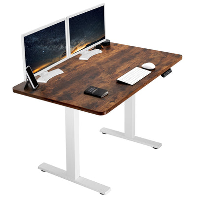Rustic, sturdy ergonomic sit or stand active desk workstation with adjustable height using smart control panel.