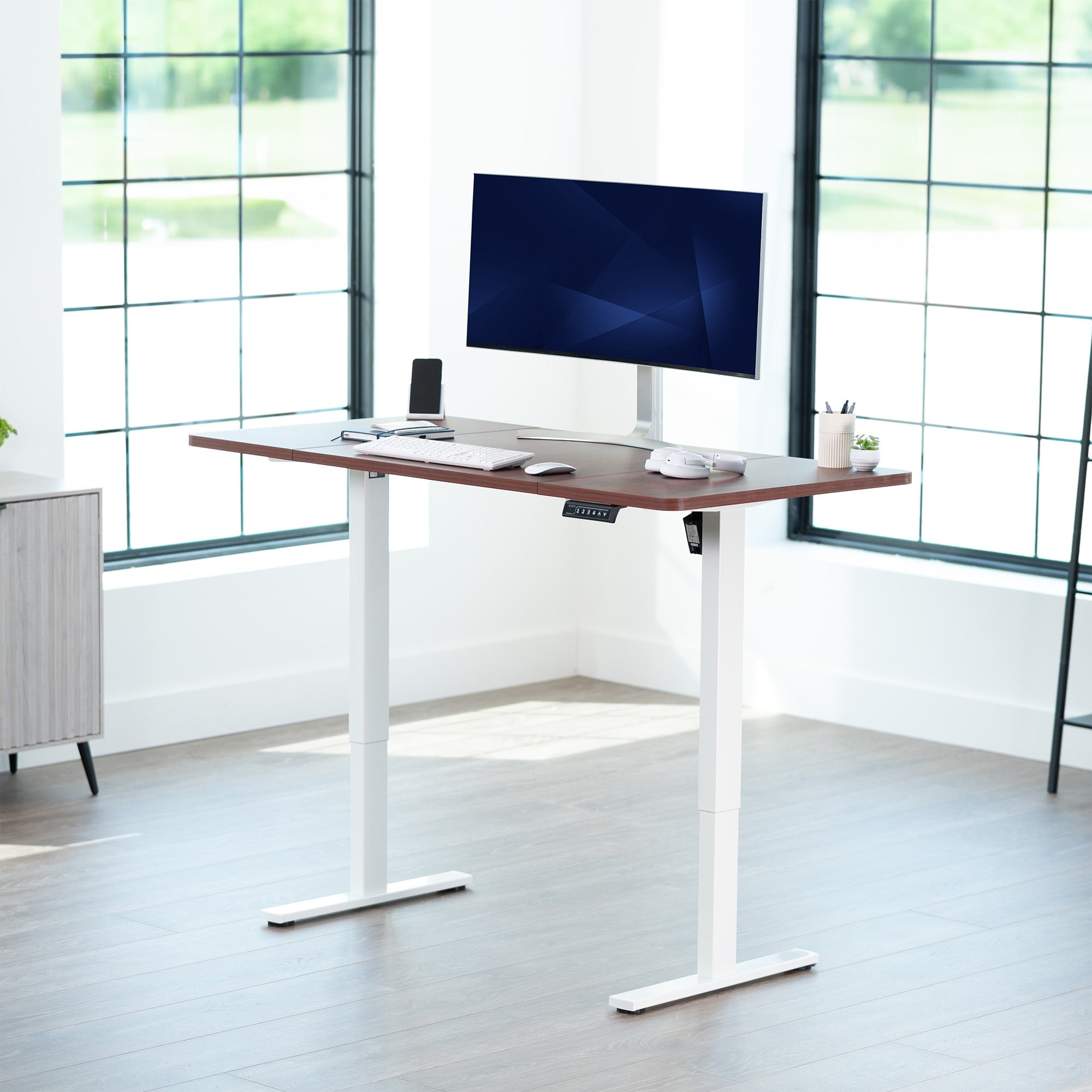 Single Motor Electric Desk with Push Button Memory Controller