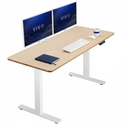 Sturdy ergonomic sit or stand active desk workstation with adjustable height using smart control panel.