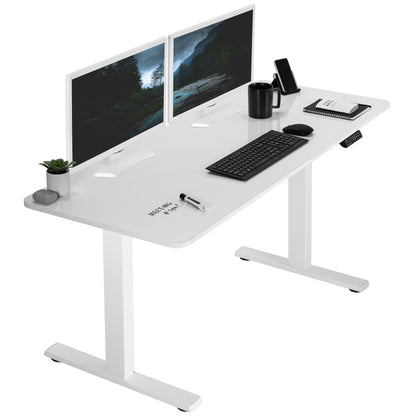 Sturdy ergonomic dry erase sit or stand active whiteboard desk workstation with adjustable height using smart control panel.