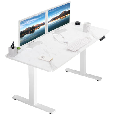 Sturdy ergonomic dry erase sit or stand active whiteboard desk workstation with adjustable height using smart control panel.