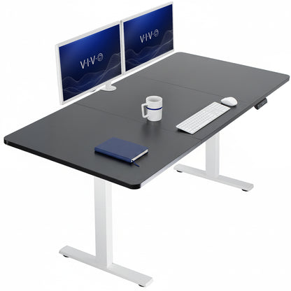 Large sturdy sit or stand modern desk with electric height adjustment options.