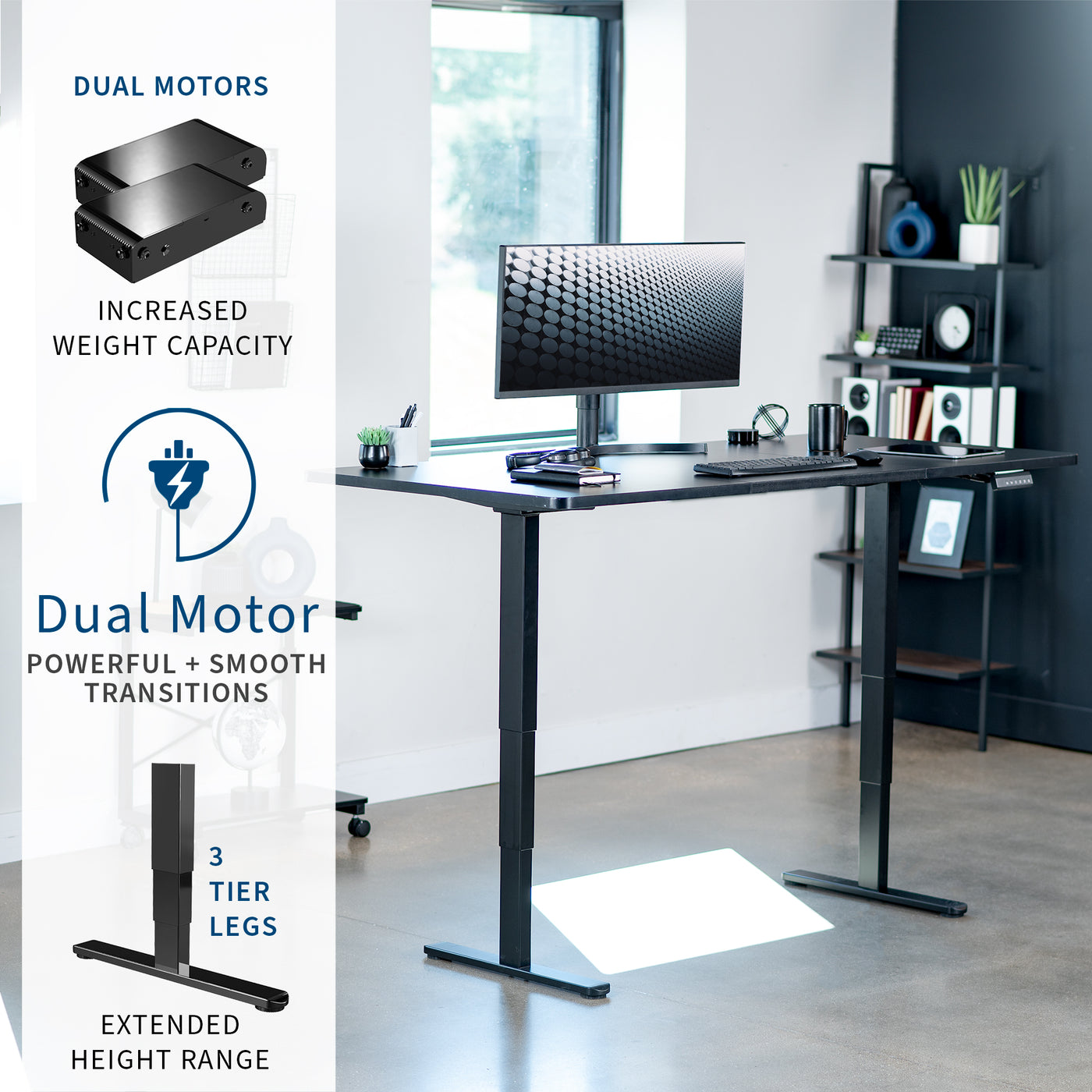 71" x 36" Electric Desk provides a convenient sit and stand workstation for the home or office with quiet dual motor.