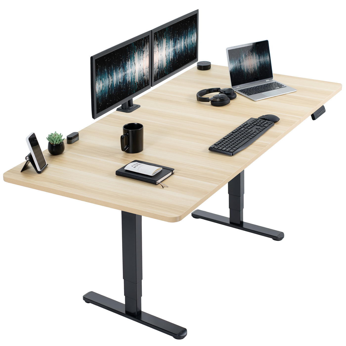 71" x 36" Electric Desk provides a convenient sit and stand workstation for the home or office.