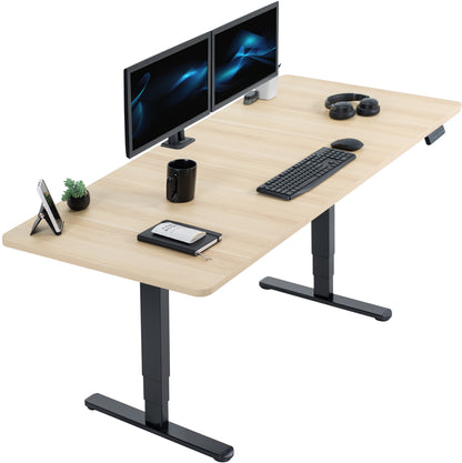 Large sturdy sit or stand active workstation with adjustable height using a memory control panel.