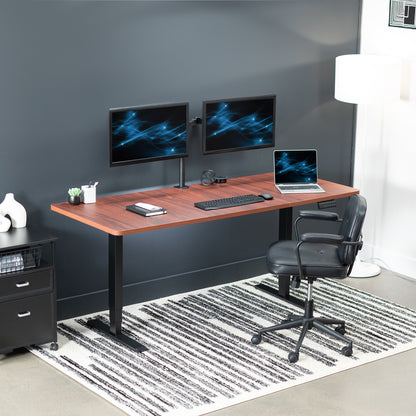 Large sturdy sit or stand active workstation with adjustable height using a memory control panel.