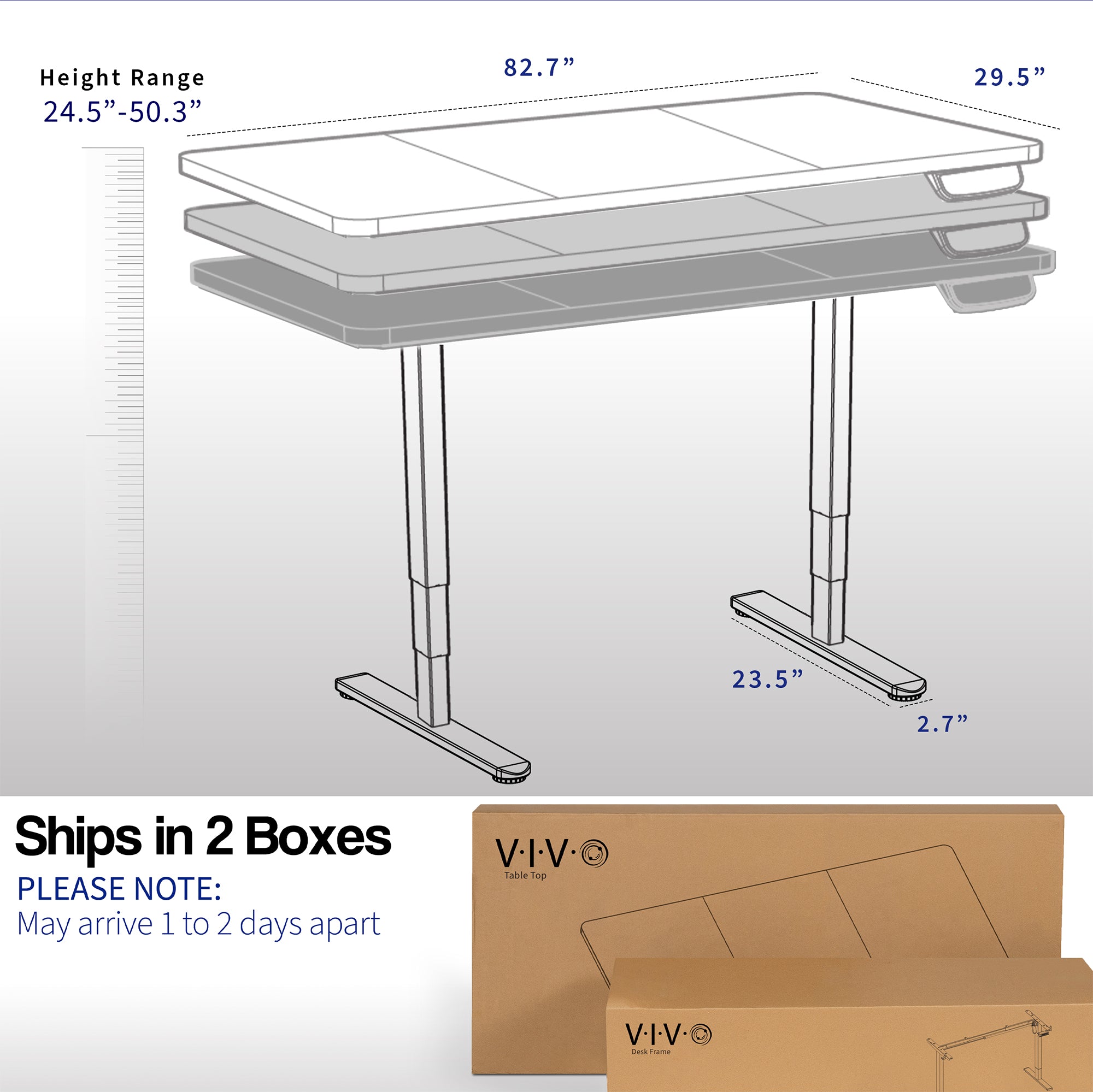 83" x 30" Dual Motor Electric Desk