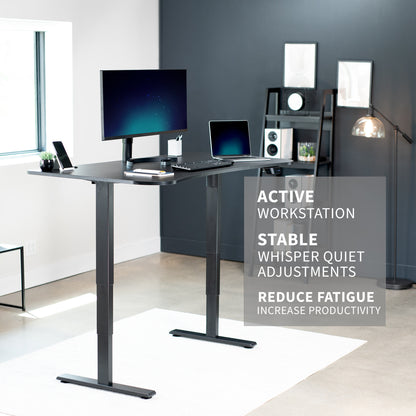 63” x 32” Electric Height Adjustable Stable Active Workstation Stand Up Desk