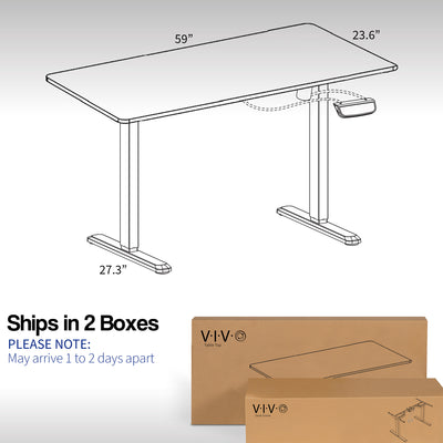 Note that the desk will arrive in two separate boxes with the potential to arrive on different days.