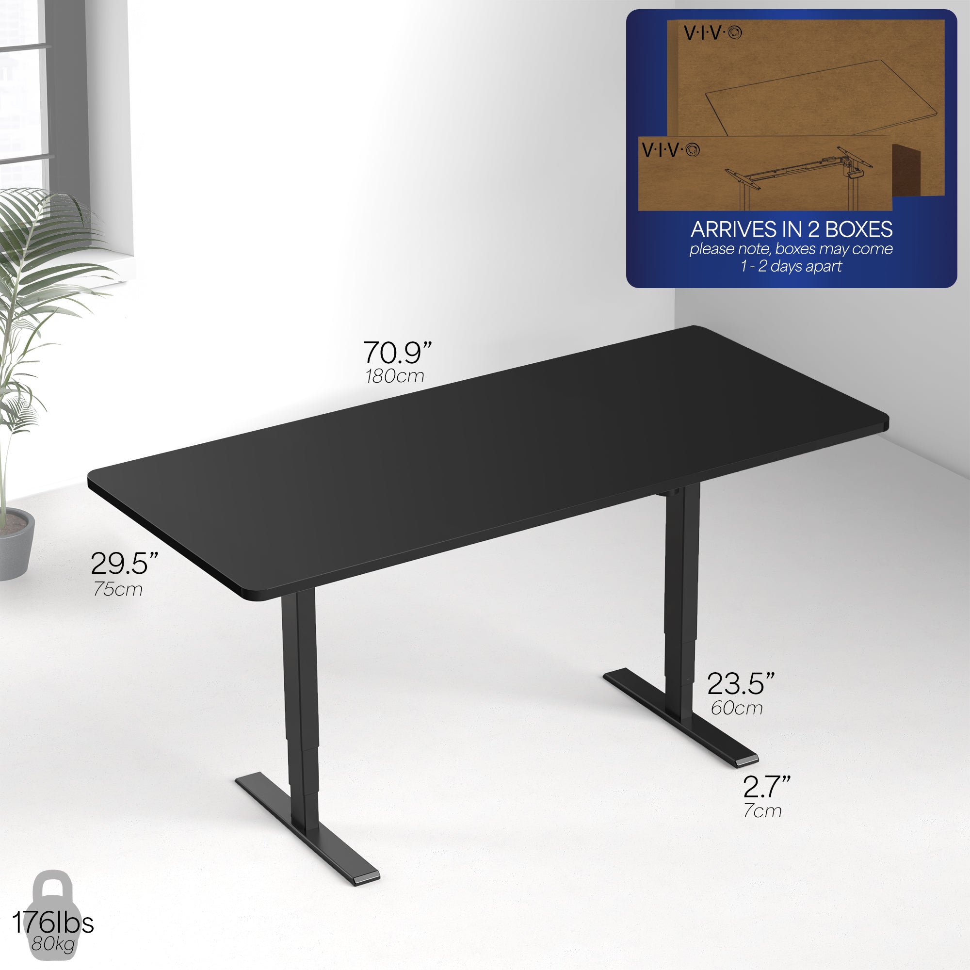 Heavy-duty electric height adjustable desktop workstation for active sit or stand efficient workspace.