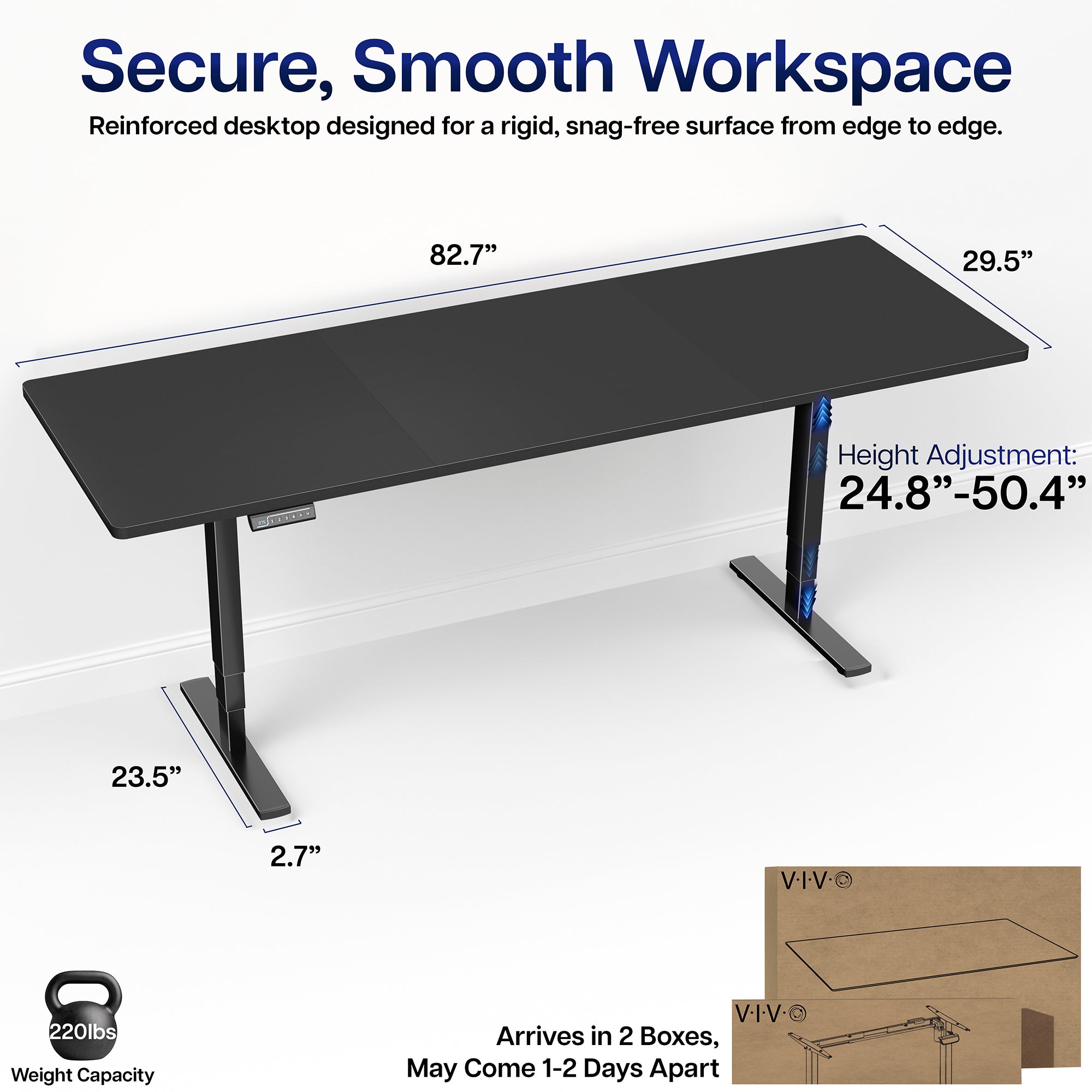 2E Series - 83" x 30" Electric Desk with Touch Screen Memory Controller