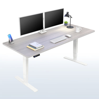 Heavy-duty electric height adjustable desktop workstation for active sit or stand efficient workspace.