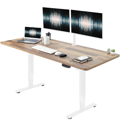 Heavy-duty electric height adjustable desktop workstation for active sit or stand efficient workspace.