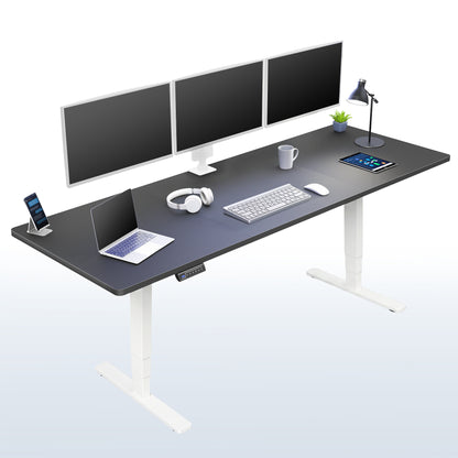 Black Top / White Frame 2E Series - 83" x 30" Electric Desk with Touch Screen Memory Controller