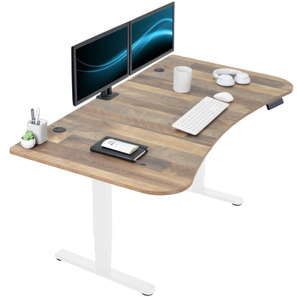 Large standing desk featuring smooth height adjustment, powerful dual motors, and a simple push-button controller featuring memory presets.