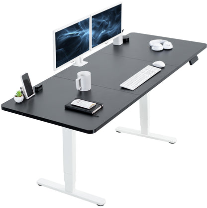 Large sturdy sit or stand active workstation with adjustable height using a memory control panel.