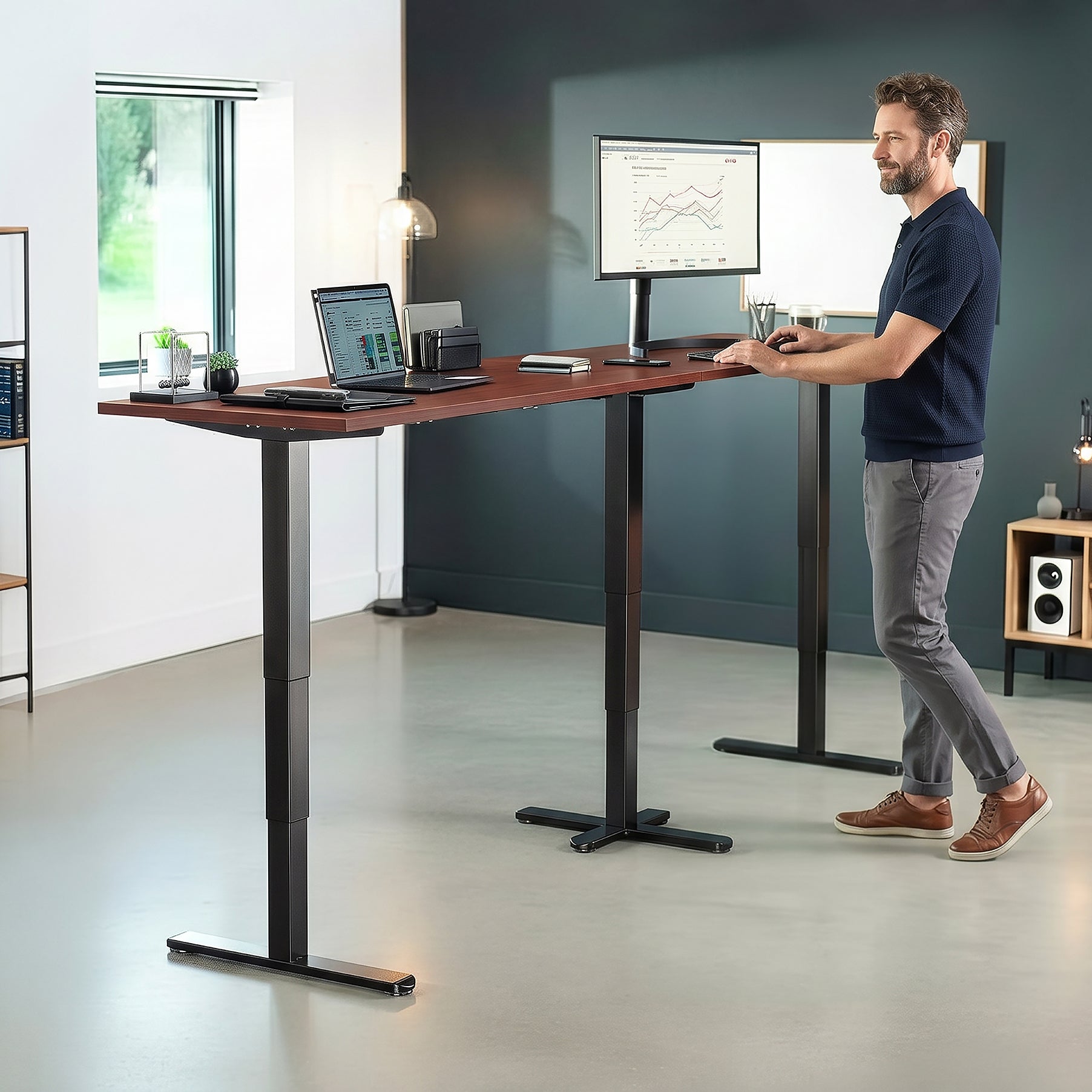 Extra Long 109" x 24" Electric Desk with Square Corner Top