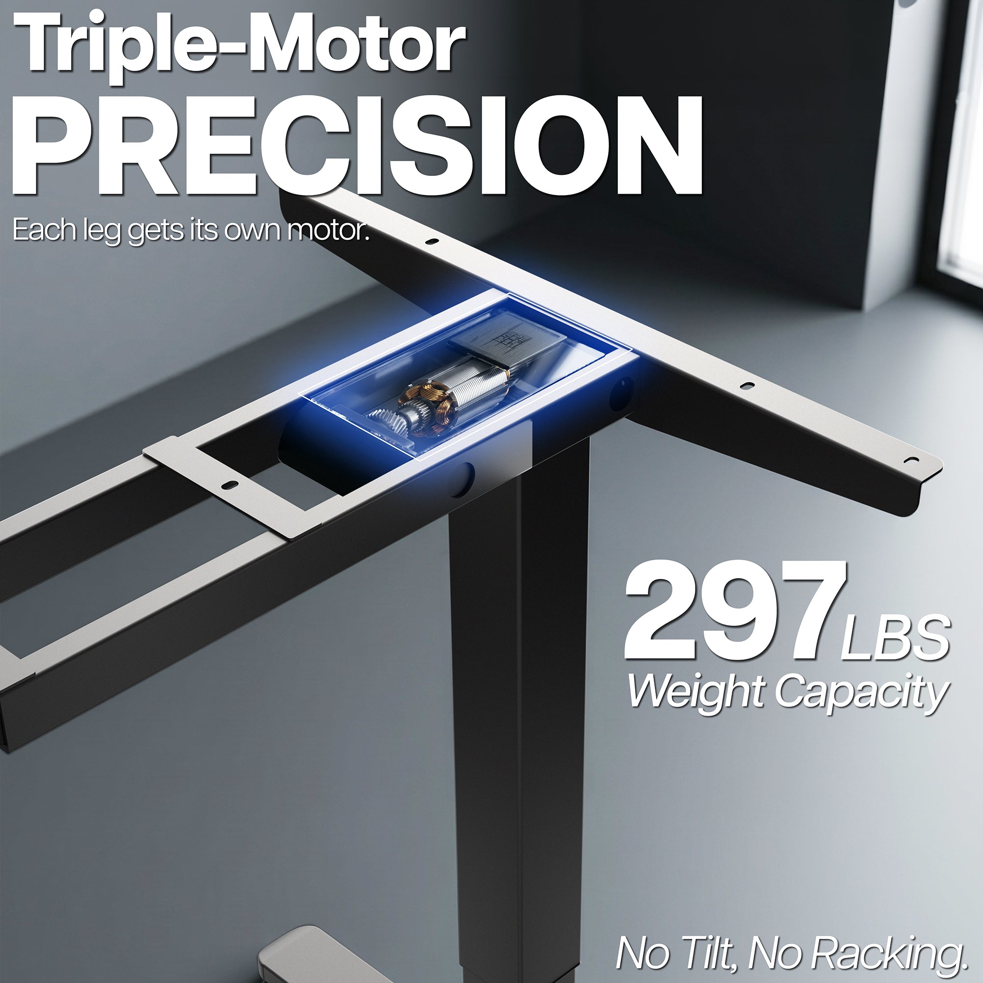 Extra Long 109" x 24" Electric Desk with Square Corner Top