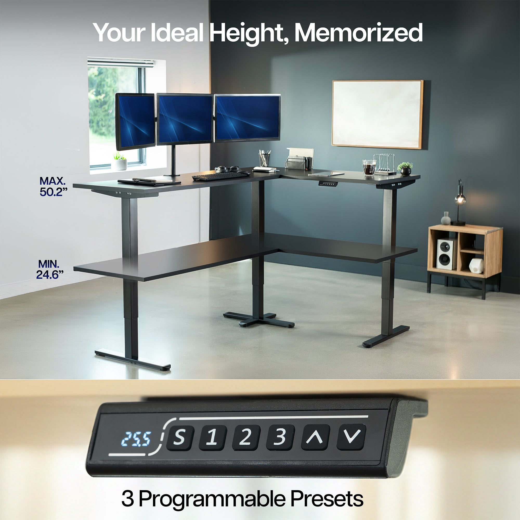 Extra Long 109" x 24" Electric Desk with Square Corner Top