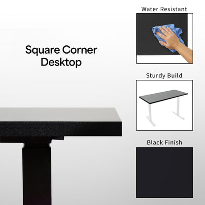 Dual Motor Electric 4-Leg Desk with Square Corner Top provides a spacious workstation for a conference room or project table and creates smooth height adjustment at the push of a button.