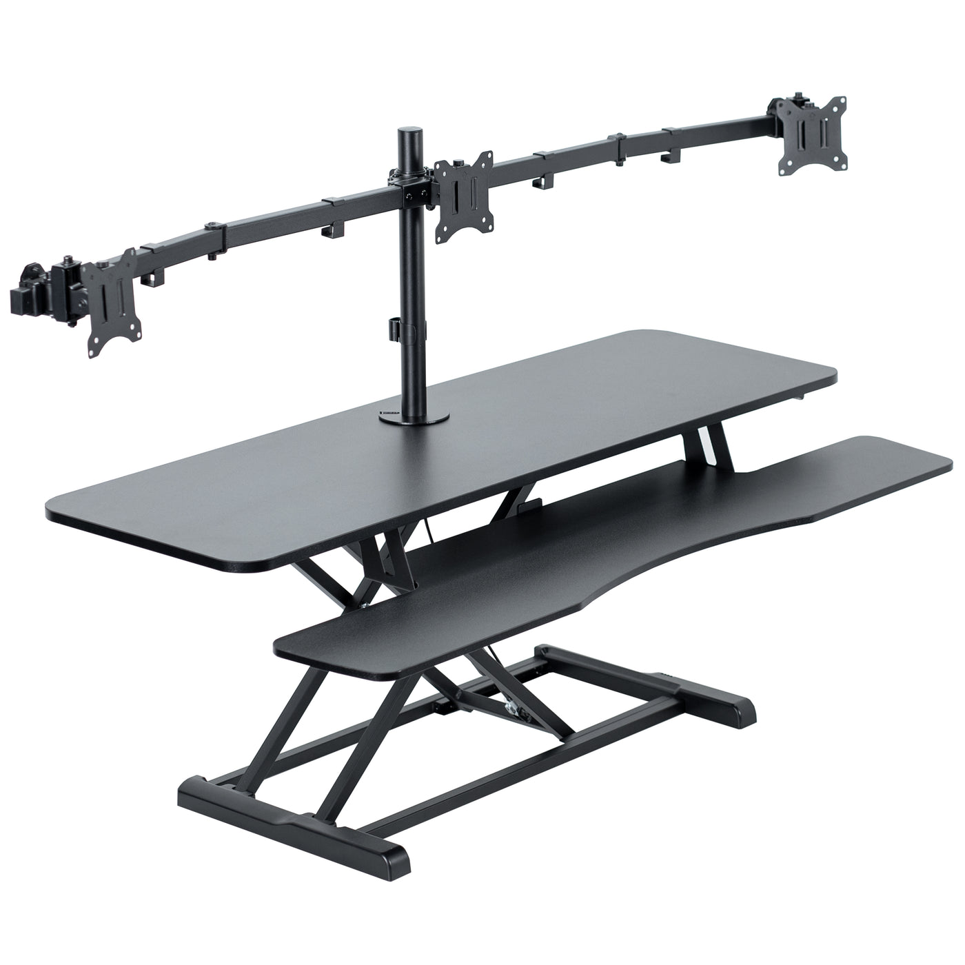 Extra Large Black Desk Riser with Triple Monitor Mount – VIVO - desk ...