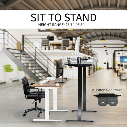 Heavy-duty electric height adjustable desktop workstation for active sit or stand efficient workspace.