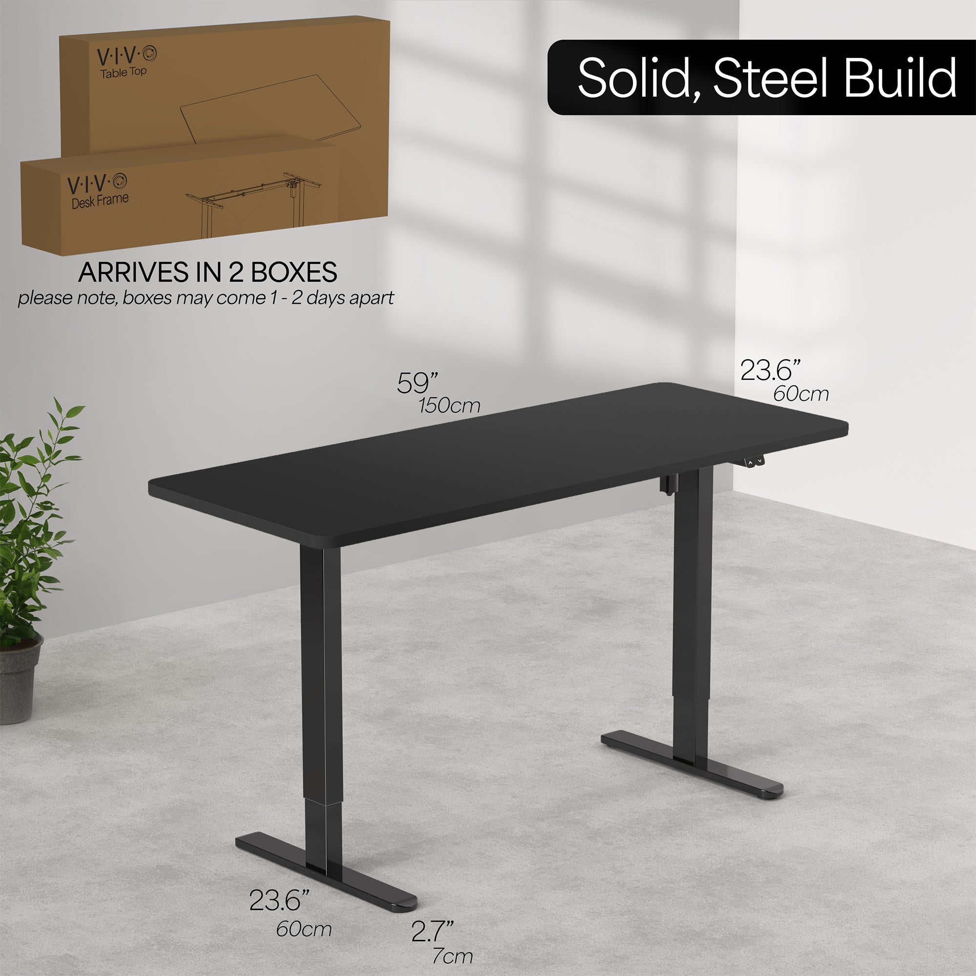 Heavy-duty electric height adjustable desktop workstation for active sit or stand efficient workspace.