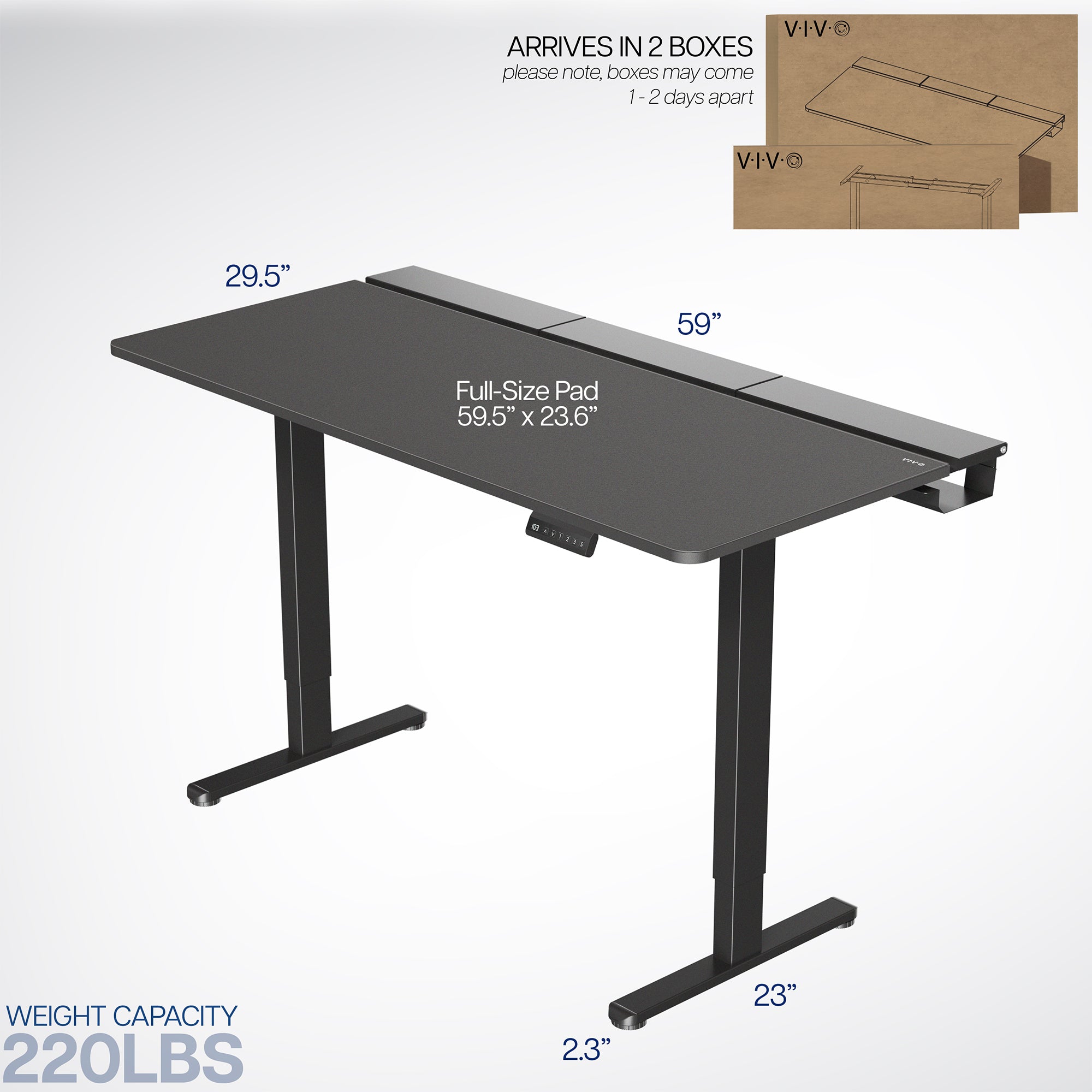 60" x 30" Dual Motor Electric Desk with Concealed Cable Table Top & Full-Size Pad