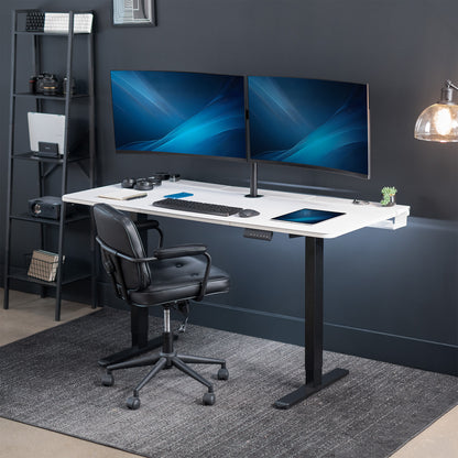 60" x 30" Dual Motor Electric Desk with Concealed Cable Table Top & Full-Size Pad