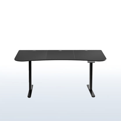 Heavy-duty electric sit to stand height adjustable ergonomic desk workstation with programmable memory controller for convenient productive workspace.