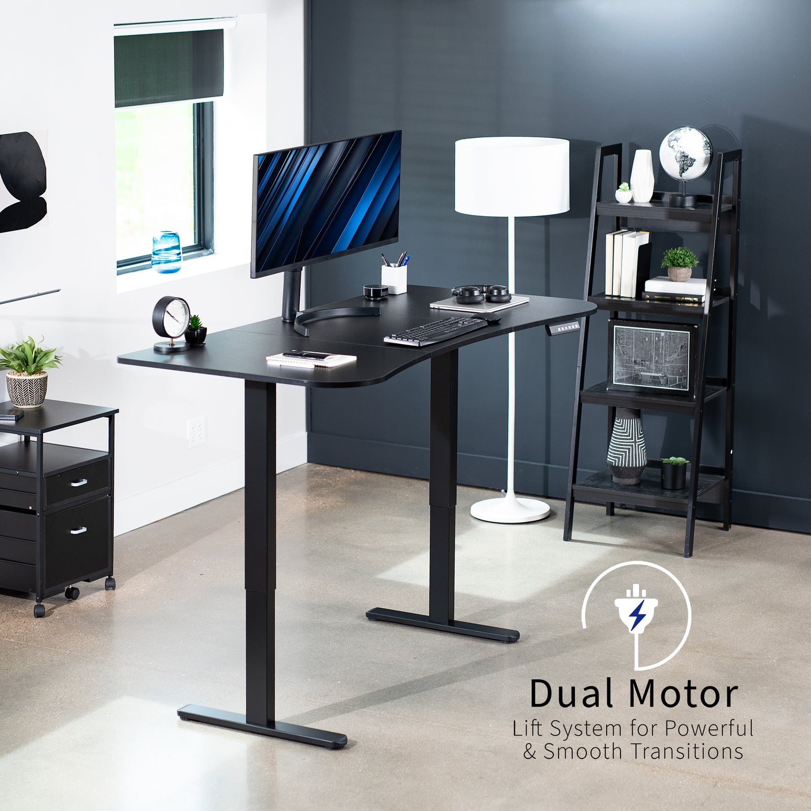 E2 Series - 63" x 32" Dual Motor Electric Desk with Push Button Memory ...