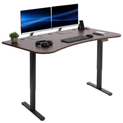 Heavy-duty electric sit to stand height adjustable ergonomic desk workstation with programmable memory controller for convenient productive workspace.