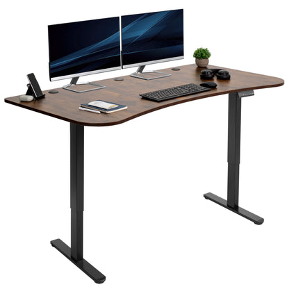 Heavy-duty electric sit to stand height adjustable ergonomic desk workstation with programmable memory controller for convenient productive workspace.