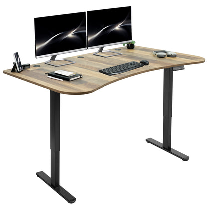 Heavy-duty electric sit to stand height adjustable ergonomic desk workstation with programmable memory controller for convenient productive workspace.