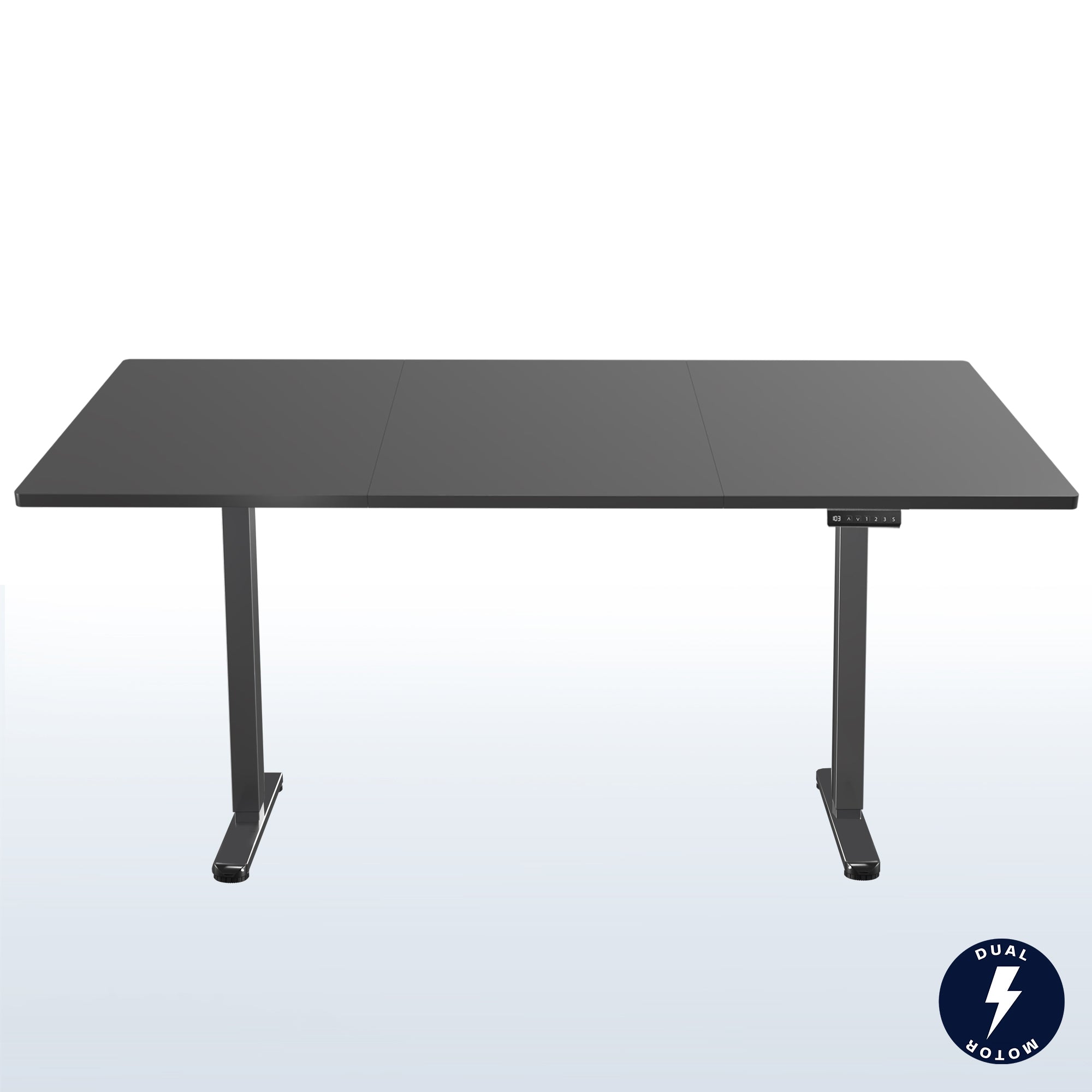 83 x 30 inch dual motor electric desk featuring smart controller height adjustment with memory settings