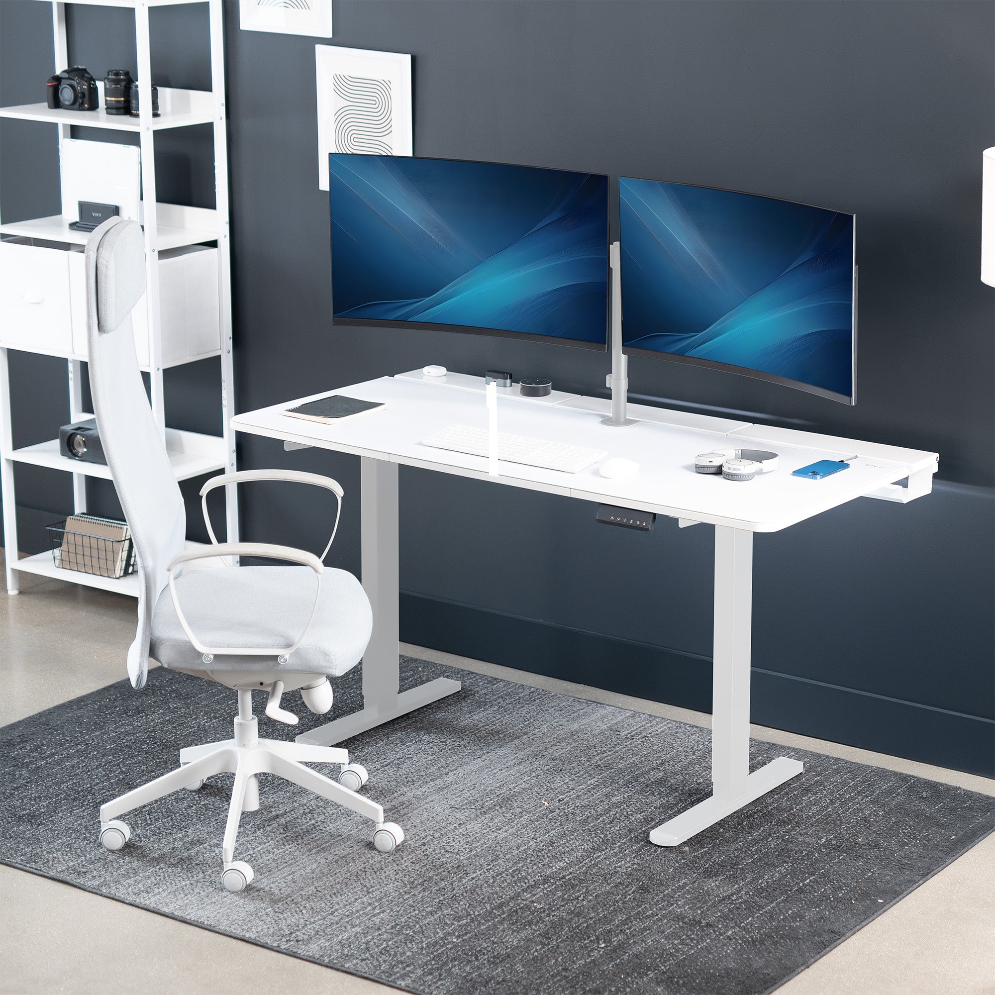 60" x 30" Dual Motor Electric Desk with Concealed Cable Table Top & Full-Size Pad