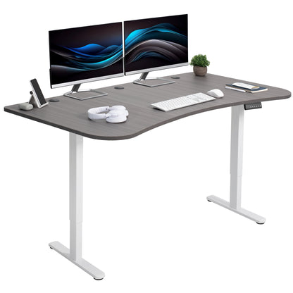 Heavy-duty electric sit to stand height adjustable ergonomic desk workstation with programmable memory controller for convenient productive workspace.