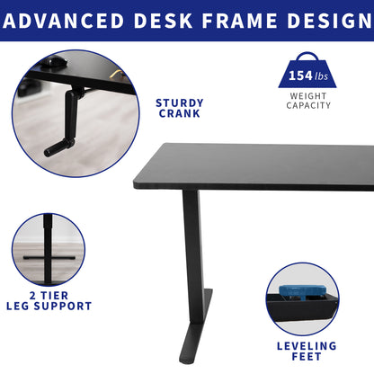 Large three-panel desktop at standing height in an office.