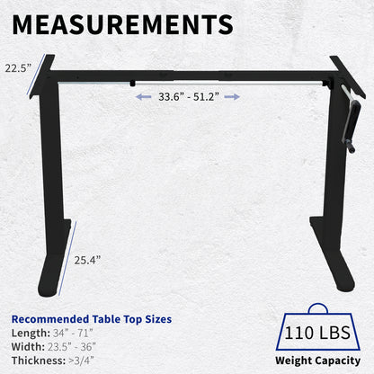 Compact steel desk frame holds up to 110 lbs.