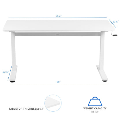 55" x 24" Crank Height Adjustable Desk